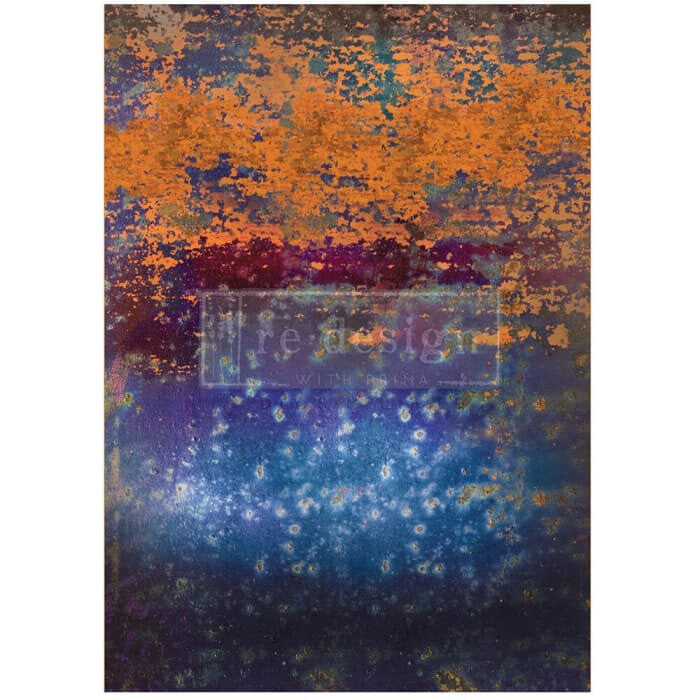 Rustic Blue Rust A1 Decoupage Paper by Redesign With Prima | 23.4” x 33.1”