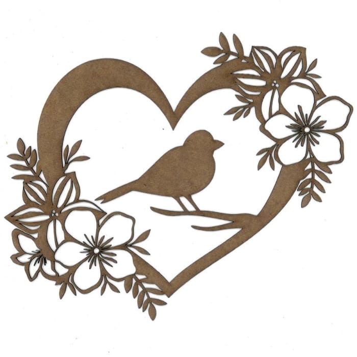 Bird in a Heart Wood Shape S133 by PolyOnlay Precision Art