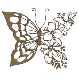 Butterfly and Flowers Wood Shape S102 by PolyOnlay Precision Art