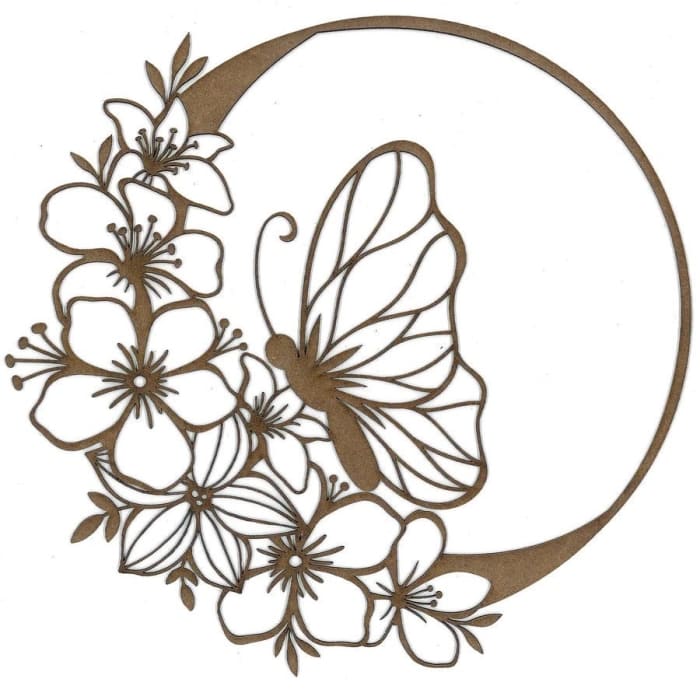 Butterfly and Flowers Wood Shape S108 by PolyOnlay Precision Art