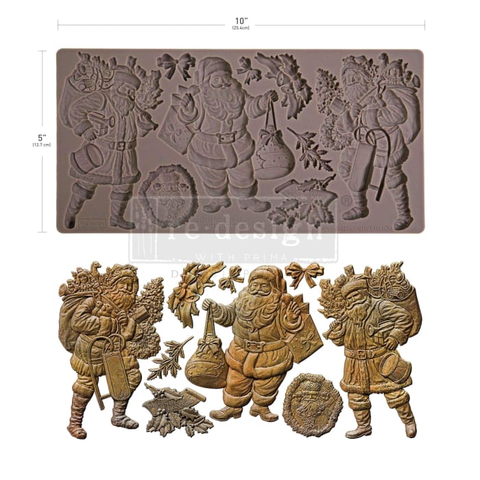 New! SANTAS HOLIDAY CHEER Mould by Redesign With Prima | 5" x 10" x 8mm