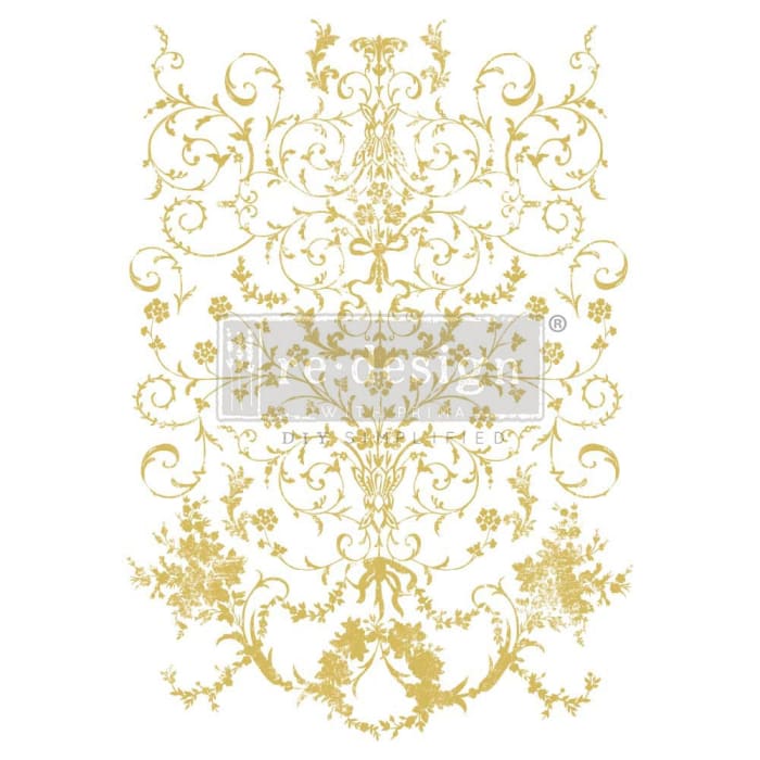 Kacha Gold Foil Manor Swirls Furniture Transfer by Redesign With Prima | 18” x 24”