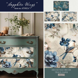 Sapphire Wings Decoupage Tissue Paper by Redesign With Prima 3pk | 19” x 30”