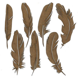 Feathers Wood Shape Pack S131 by PolyOnlay Precision Art | 7 pieces