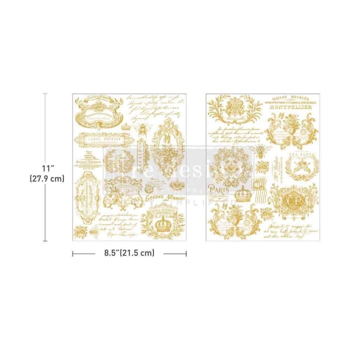 NEW Gilded Memories GOLD FOIL H2O Transfer by Redesign With Prima | 8.5” x 11”