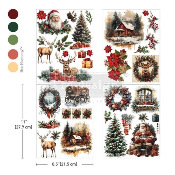 NEW Yuletide Nostalgia Middy Furniture Transfer by Redesign With Prima | 8.5” x 11” x 4 sheets! | Whispers of Winter Collection