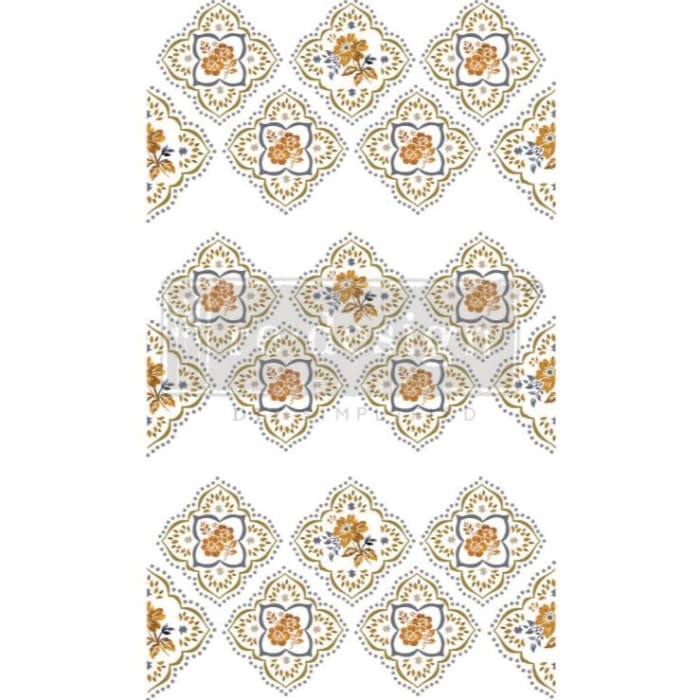 Petite Tile | Redesign With Prima | 24” x 35” | Furniture Transfers, Prima Transfers, Orange Flower Decals, Paisley Transfers
