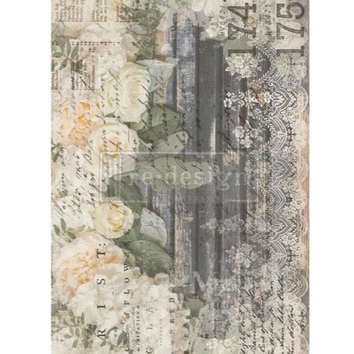 Prima Transfer, White Fleur, Redesign With Prima, White Flower Transfer, Floral Furniture Transfers, Flower Decals