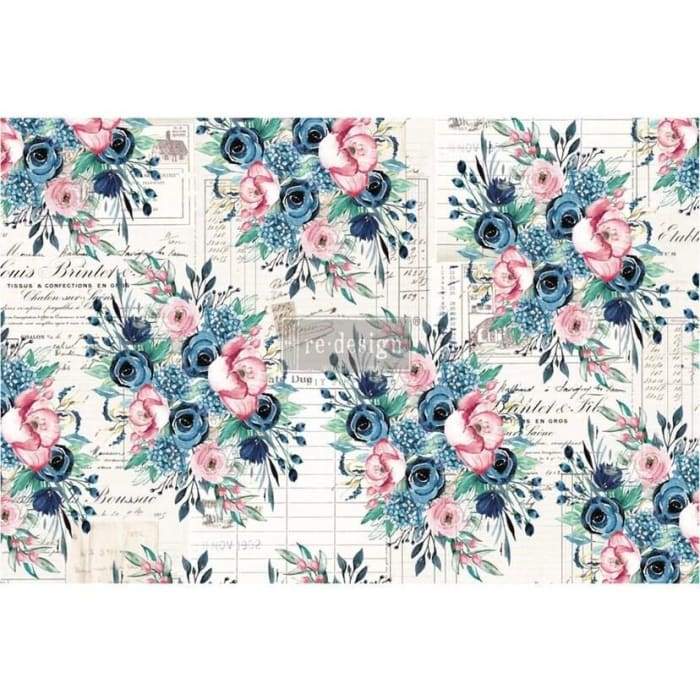 Decoupage Tissue Paper, Paulette, Redesign With Prima, Blue Decoupage Paper, Floral Decoupage Napkins