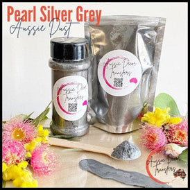 Mica Powder | Pearl Silver Grey | Aussie Dust | Aussie Decor Transfers | 50g/30g | Silver Mica, Silver Paint, Metallic Pigments