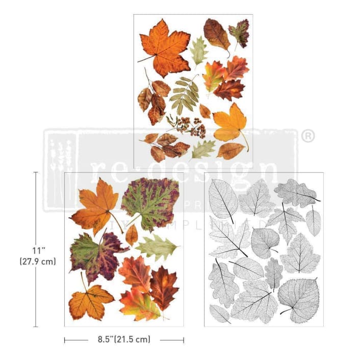 Crunchy Leaves Forever | Redesign With Prima | 8.5” x 11” | Middy Transfers, Leaf Transfers, Leaf Decal, Autumn Transfers, Autumn Craft