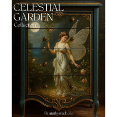 A1 & A3 Christmas Angel Decoupage Paper by Mint by Michelle | Snowy Angel at Twilight | Celestial Design for Furniture, Crafts