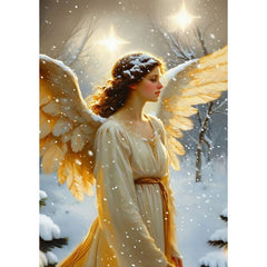A1 & A3 Christmas Angel Decoupage Paper by Mint by Michelle | Snowy Angel at Twilight | Celestial Design for Furniture, Crafts