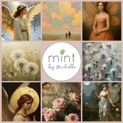 A1 & A3 Christmas Angel Decoupage Paper by Mint by Michelle | Snowy Angel at Twilight | Celestial Design for Furniture, Crafts