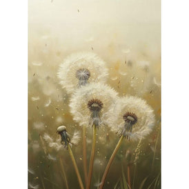 A1 & A3 Dandelion Decoupage Paper by Mint by Michelle | Delicate Dandelions Amid Floating Seeds | Golden Botanical Art for Furniture, Crafts