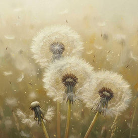 A1 & A3 Dandelion Decoupage Paper by Mint by Michelle | Delicate Dandelions Amid Floating Seeds | Golden Botanical Art for Furniture, Crafts