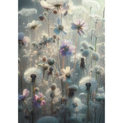 A1 & A3 Dew Decoupage Paper by Mint by Michelle | Glistening Wildflowers in a Grey Dawn | Atmospheric Floral Art for Furniture, Crafts