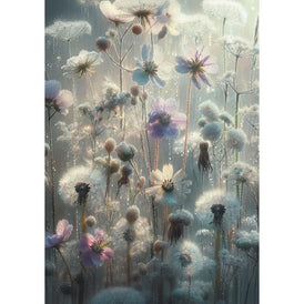 A1 & A3 Dew Decoupage Paper by Mint by Michelle | Glistening Wildflowers in a Grey Dawn | Atmospheric Floral Art for Furniture, Crafts