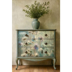 A1 & A3 Dew Decoupage Paper by Mint by Michelle | Glistening Wildflowers in a Grey Dawn | Atmospheric Floral Art for Furniture, Crafts