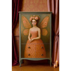 A1 & A3 Ethereal in Pink Decoupage Paper by Mint by Michelle | Fairy in Peach Flowers | Enchanted Garden Sprite for Furniture, Crafts