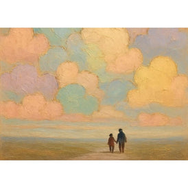 A1 & A3 Gelato Sky Decoupage Paper by Mint by Michelle | Couple Hand in Hand Under Cloudy Pastel Sky | Atmospheric Romantic Design