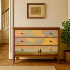 A1 & A3 Gelato Sky Decoupage Paper by Mint by Michelle | Couple Hand in Hand Under Cloudy Pastel Sky | Atmospheric Romantic Design