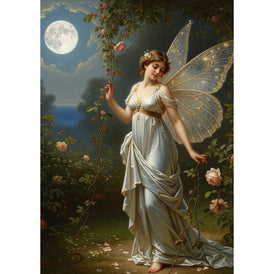 A1 & A3 Moon Goddess Decoupage Paper by Mint by Michelle | Ethereal Fairy with Sparkling Wings in Rose Garden | Magical Night Art Design
