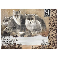 Calm Foxes A1 Decoupage Paper by Redesign With Prima | 23.4” x 33.1”