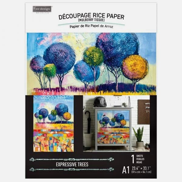 A1 Decoupage Paper | Expressive Trees | Redesign With Prima | 23.4” x 33.1” | Furniture Paper, Decorative Paper, Large Decoupage Paper
