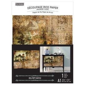 A1 Decoupage Paper | Hilltop Castle | Redesign With Prima | 23.4” x 33.1” | Furniture Paper, Decorative Paper, Large Decoupage Paper