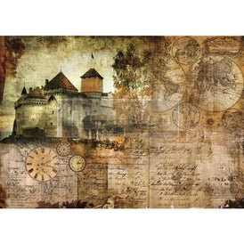 A1 Decoupage Paper | Hilltop Castle | Redesign With Prima | 23.4” x 33.1” | Furniture Paper, Decorative Paper, Large Decoupage Paper