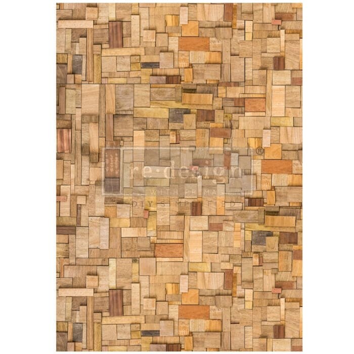 Wood Cubism A1 Decoupage Paper by Redesign With Prima | 23.4” x 33.1”