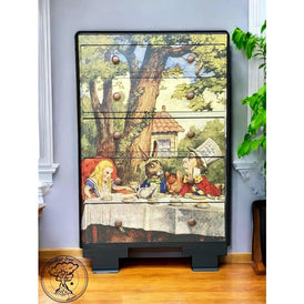 Alice in Wonderland A1 Decoupage Paper | Vintage Mad Hatter Tea Party Fantasy Art for Furniture & Upcycling | Three Yellow Goats