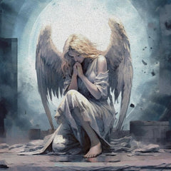 Angel A1 Decoupage Paper | Praying Crouching Angel Design for Furniture & Wall Art | Three Yellow Goats