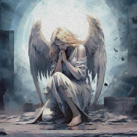 Angel A1 Decoupage Paper | Praying Crouching Angel Design for Furniture & Wall Art | Three Yellow Goats