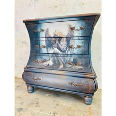 Angel A1 Decoupage Paper | Praying Crouching Angel Design for Furniture & Wall Art | Three Yellow Goats