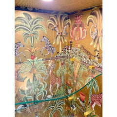 Close-up of bespoke decorative cabinet interior
