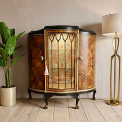 Front view of Antique Demi Lune Drinks Cabinet