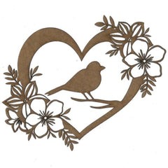 Bird in a Heart Wood Shape S133 by PolyOnlay Precision Art