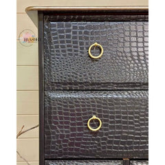 Black Crocodile Print Chest of Drawers | Upcycled Stag Tall