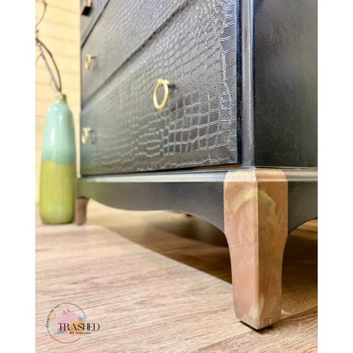 Black Crocodile Print Chest of Drawers | Upcycled Stag Tall