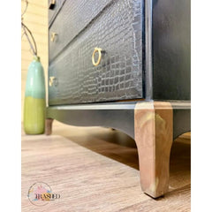 Black Crocodile Print Chest of Drawers | Upcycled Stag Tall