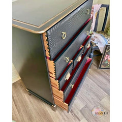 Black Crocodile Print Chest of Drawers | Upcycled Stag Tall