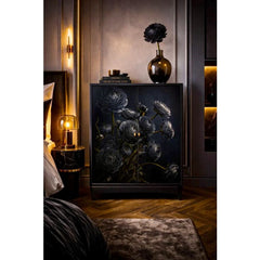 Upcycled cabinet with Midnight Ranunculus black floral decoupage paper by Mint by Michelle UK