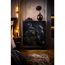 Upcycled cabinet with Midnight Ranunculus black floral decoupage paper by Mint by Michelle UK
