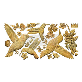 Bloom & Flutter silicone mould by Redesign with Prima featuring hummingbirds, florals and crown details for decorative appliqué