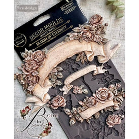 Bloom Of Eternity floral and ribbon appliqué pieces by Redesign with Prima, painted and finished for furniture decoration and personalised décor