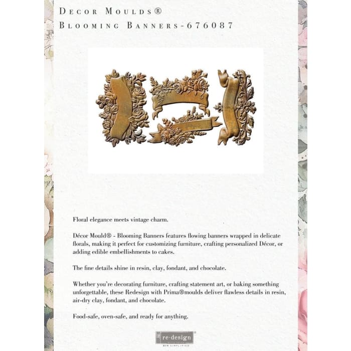 Redesign With Prima Blooming Banners Silicone Mould 5x10"