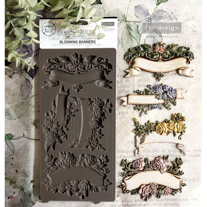Redesign With Prima Blooming Banners Silicone Mould 5x10"