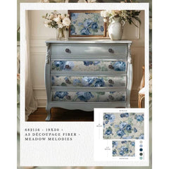Blue Floral Decoupage Paper for Furniture | Meadow Melodies | Redesign with Prima Two-Pack